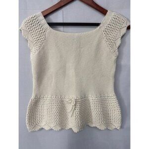Art Class XL Cream Knit Top With Scallop Hem